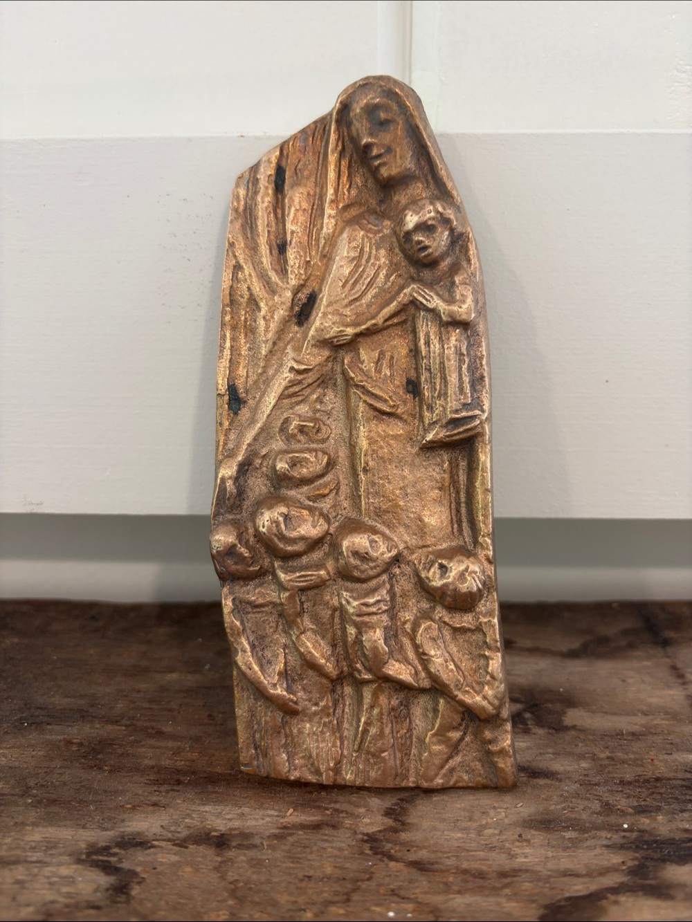 Bronze Virgin Mary Wall Art Sculpture